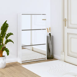Vidaxl - Armoire chaussures miroir 3niveaux Blanc brillant 63x17x102,5cm