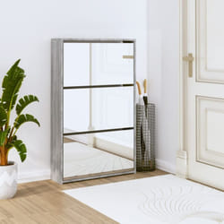 Vidaxl - Armoire à chaussures miroir 3 niveaux Sonoma gris 63x17x102,5cm