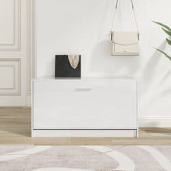 Banc à chaussures Blanc brillant 80x24x45 cm Bois d'ingénierie - Vidaxl
