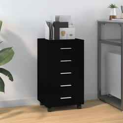 Armoire à tiroirs avec roulettes Noir Bois d'ingénierie Vidaxl