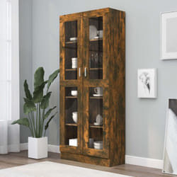 Vidaxl - Armoire à vitrine Chêne fumé 82,5x30,5x185,5 cm Bois ingénierie