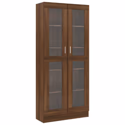 VidaXL 815623, Marron, Chêne, 5 étagères, Bois, Bois, Verre, Bois, 825 mm