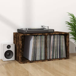 Boîte de rangement à disques vinyle Chêne fumé 71x34x36 cm Bois Vidaxl