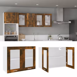 vidaXL Armoire en verre suspendue "Lyon" Chêne fumé Bois d'ingénierie
