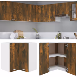 Cette armoire d'angle suspendue optimise l'espace de votre cuisine en offrant un grand espace de rangement pour vos effets pe ...