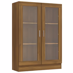 VidaXL 815620, Marron, Chêne, 3 étagères, Bois, Bois, Verre, Bois, 825 mm