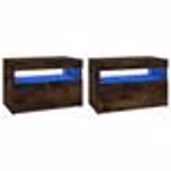 vidaXL Meubles TV 2 pcs avec lumières LED Chêne fumé 60x35x40 cm