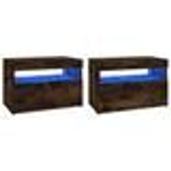 vidaXL Meubles TV 2 pcs avec lumières LED Chêne fumé 60x35x40 cm