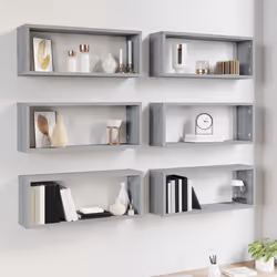 VidaXL 815929 étagères Bois Gris - Vue supplémentaire 6