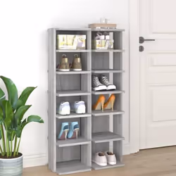 vidaXL Étagères à chaussures 2 pcs Sonoma gris 27,5x27x102 cm - TU