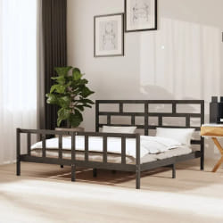 vidaXL Cadre de lit sans matelas gris bois massif 200x200 cm - 200 x 200 cm