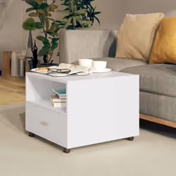vidaXL Table basse blanc 55x55x40 cm bois d'ingénierie - TU