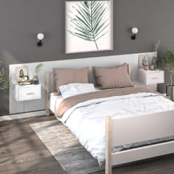 vidaXL Tables de chevet murales 2 pcs Blanc - TU