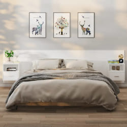 vidaXL Tables de chevet murales 2 pcs Blanc - TU