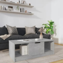vidaXL Table basse gris béton 102x50x36 cm bois d'ingénierie - TU