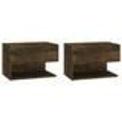 vidaXL Tables de chevet murales 2 pcs Chêne fumé - TU