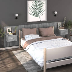 vidaXL Tables de chevet murales 2 pcs Sonoma gris - TU