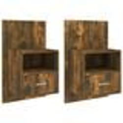 vidaXL Tables de chevet murales 2 pcs Chêne fumé - TU