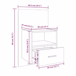 VidaXL 816968 Table de nuit et table de chevet Chêne - Vue supplémentaire 8