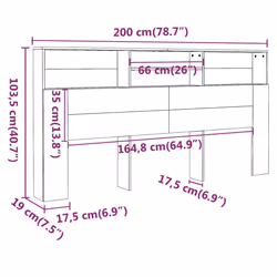 VidaXL 817259 tête de lit et pied de lit Gris, Chêne - Vue supplémentaire 6