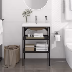 Ce cadre de lavabo de salle de bain avec une vasque à encastrer s'intègre parfaitement à votre salle de bain ou à votre salle ...