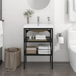 Vidaxl - Cadre de lavabo de salle de bain vasque à encastrer Noir Fer