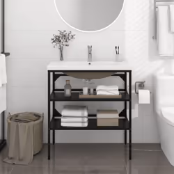Ce cadre de lavabo de salle de bain avec une vasque à encastrer s'intègre parfaitement à votre salle de bain ou à votre salle ...