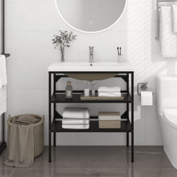 Cadre de lavabo de salle de bain vasque à encastrer Noir Fer vidaXL