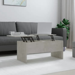 vidaXL Table basse gris béton 102x50,5x46,5 cm bois d'ingénierie - TU