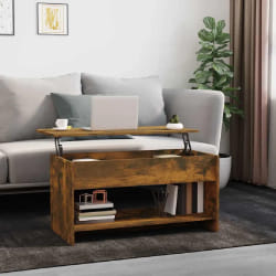 vidaXL Table basse Chêne fumé 102x50x52,5 cm Bois d'ingénierie - TU