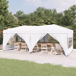 vidaXL Tente de réception pliable avec parois Blanc 3x6 m