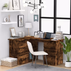 Introduisez un air de charme élégant à votre zone d'étude ou de travail avec ce bureau d'angle élégant et moderne ! Matériau  ...