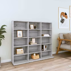 vidaXL Armoire à CD Sonoma gris 100x23x89,5 cm Bois d'ingénierie