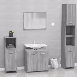 Cet ensemble de meubles de salle de bain, avec un espace de rangement spacieux, est un excellent supplément à votre salle de  ...
