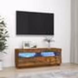 vidaXL Meuble TV avec lumières LED chêne fumé 100x35x40 cm