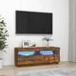 vidaXL Meuble TV avec lumières LED chêne fumé 100x35x40 cm