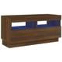 vidaXL Meuble TV avec lumières LED chêne marron 80x35x40 cm