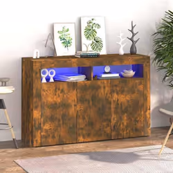 vidaXL Buffet avec lumières LED chêne fumé 115,5x30x75 cm