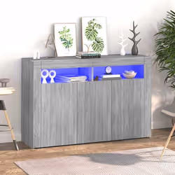 vidaXL Buffet avec lumières LED sonoma gris 115,5x30x75 cm