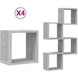 Vidaxl - tagères Murales 4 pcs Gris 26 x 15 x 26 cm Bois d'ingénierie