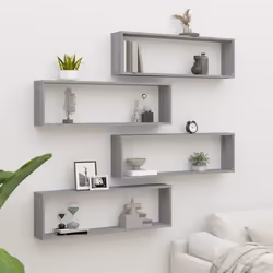 vidaXL Étagères murales cube 4 pcs Sonoma gris 100x15x30 cm Bois