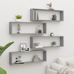 vidaXL Étagères murales cube 4 pcs Sonoma gris 100x15x30 cm Bois