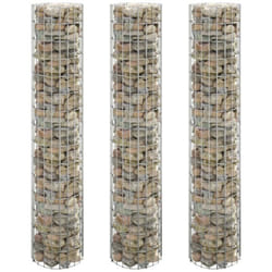 Lit surélevé à gabion circulaire 3pcs Acier galvanisé Ø30x150cm Vidaxl