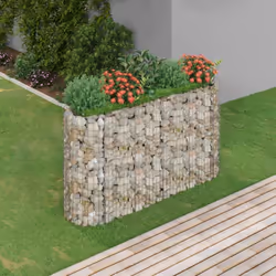Ce lit surélevé en gabion est un moyen pratique de créer une bordure solide pour les fleurs dans votre jardin et sur votre te ...