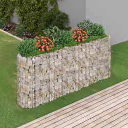 Ce lit surélevé en gabion est un moyen pratique de créer une bordure solide pour les fleurs dans votre jardin et sur votre te ...