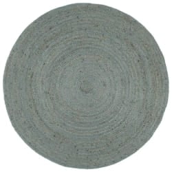 vidaXL Tapis fait à la main Jute Rond 180 cm Vert olive - TU