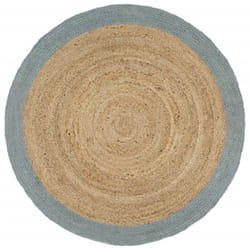 Tapis fait à la main Jute avec bord vert olive 240 cm vidaXL