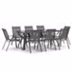 vidaXL Ensemble à manger de jardin 9 pcs Gris et noir