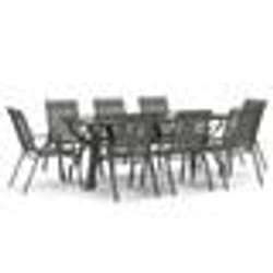 vidaXL Ensemble à manger de jardin 9 pcs Gris et noir