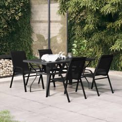 Ensemble de salle à manger de jardin 5 pcs Noir